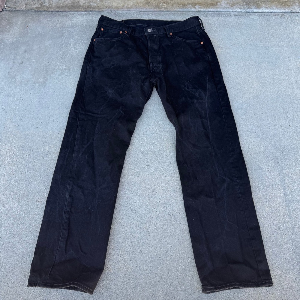 Levi's‎ 501 Original Fit Mens Black Straight Leg Button Fly Denim Jeans 36x32